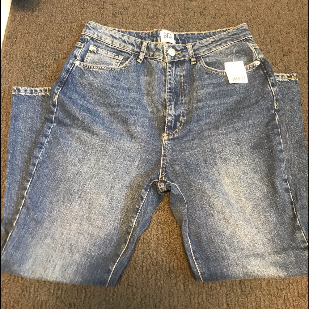 Wide leg jeans.